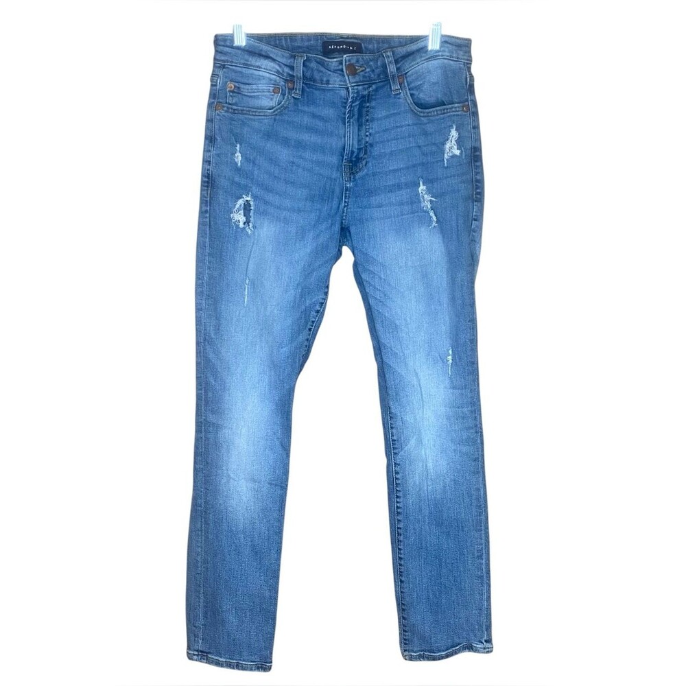 Aeropostale Jeans Mens 30/30 Blue Denim Whiskered Casual Slim Fit Medium Wash